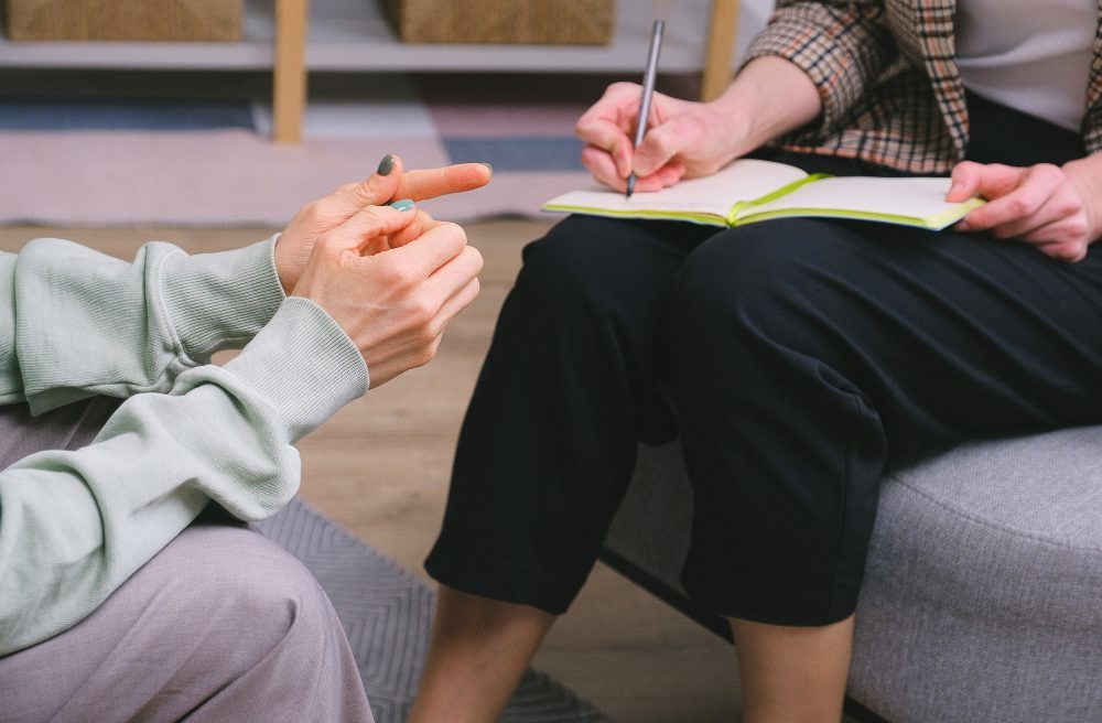 Childhood sexual abuse recovery - closeup of an in progress therapy session